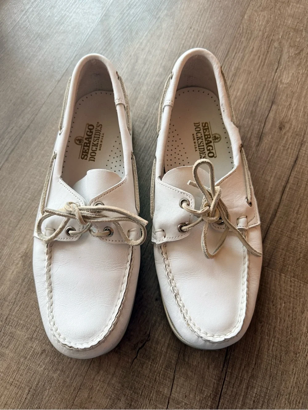 Sebago White Leather Men’s Boat Shoes